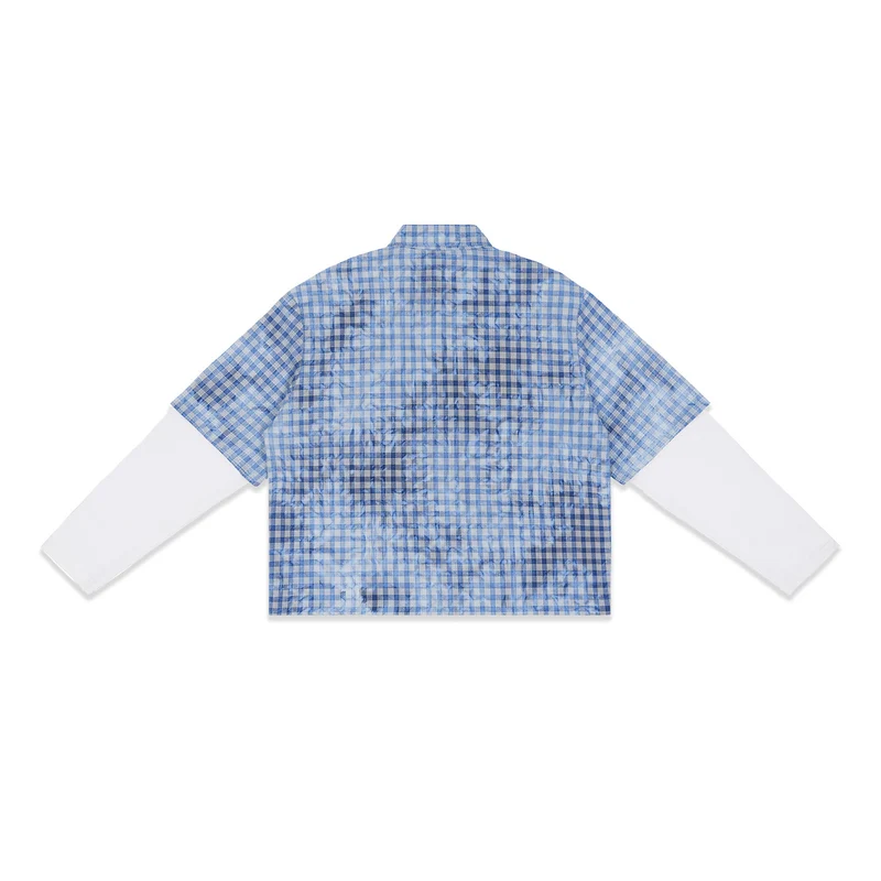 Herren Karierte Overshirt mit integriertem Langarm-Layer Nord Taschen
