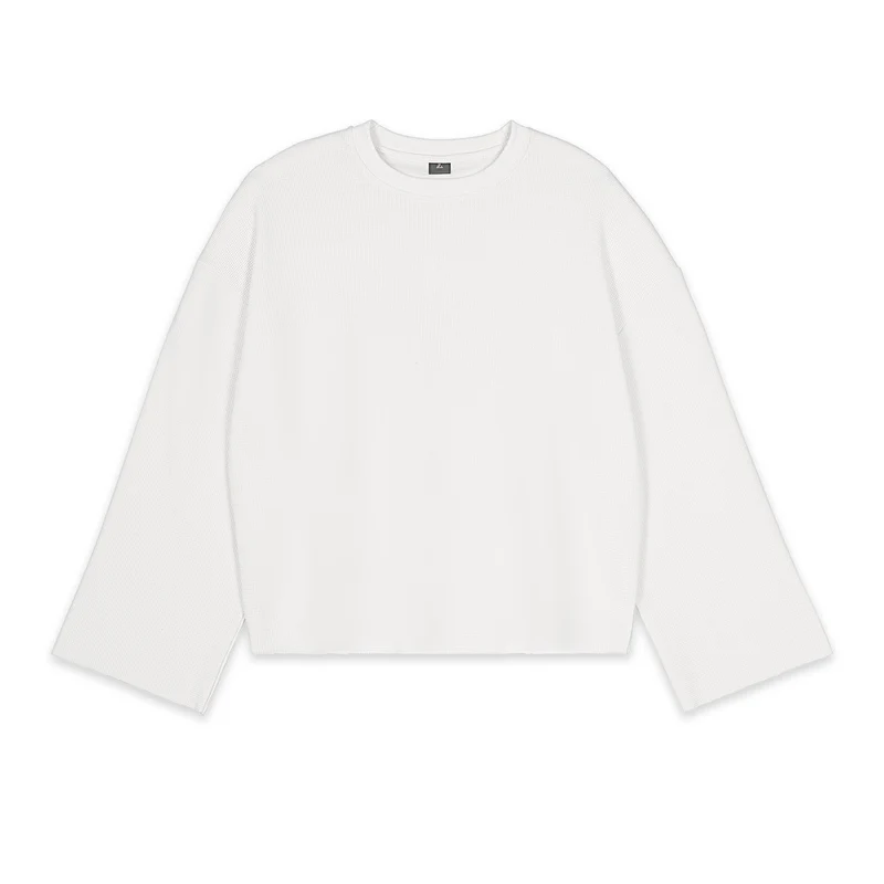 Herren Boxy Waffelstrick-Pullover mit Oversize-Schnitt und Rundhalsausschnitt Nord Taschen