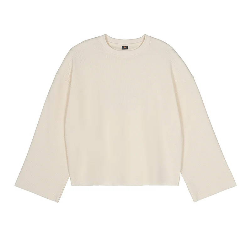 Herren Boxy Waffelstrick-Pullover mit Oversize-Schnitt und Rundhalsausschnitt Nord Taschen