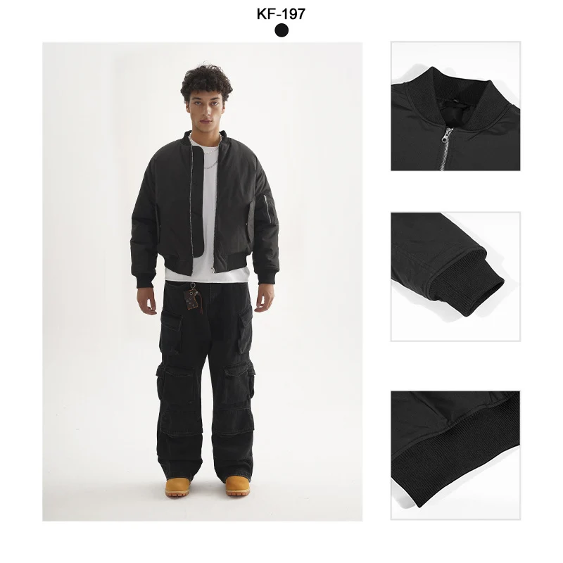 Herren Bomberjacke im Boxy‑Schnitt mit wattierter Thermofütterung, Rippbündchen und Ärmeltasche Nord Taschen