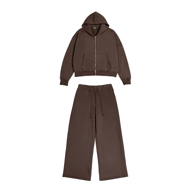 Damen Zweiteiliges Lounge-Set mit Cropped Kapuzen-Zipjacke und weiter hochgeschnittener Sweathose Nord Taschen
