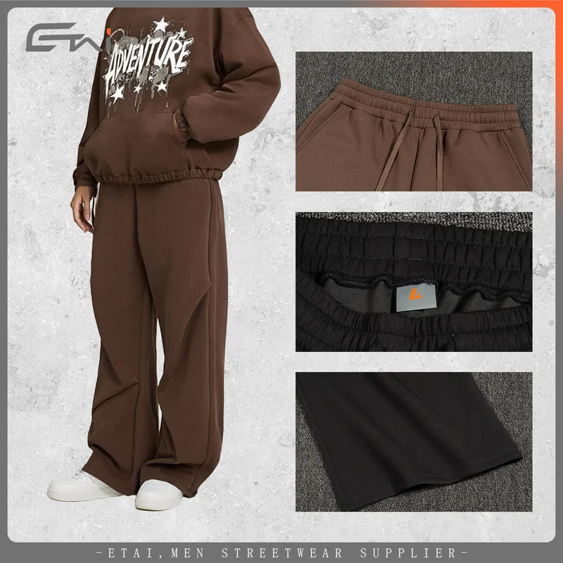 Damen Weite High‑Waist Sweathose mit elastischem Bund, Kordelzug und weitem Bein Nord Taschen