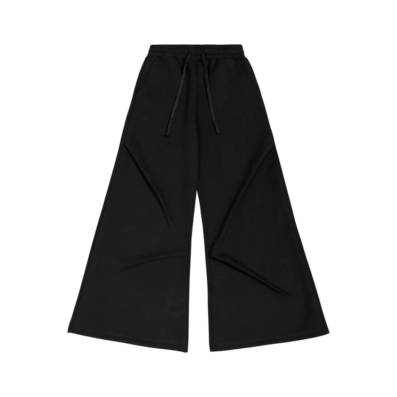 Damen Weite High‑Waist Sweathose mit elastischem Bund, Kordelzug und weitem Bein Nord Taschen