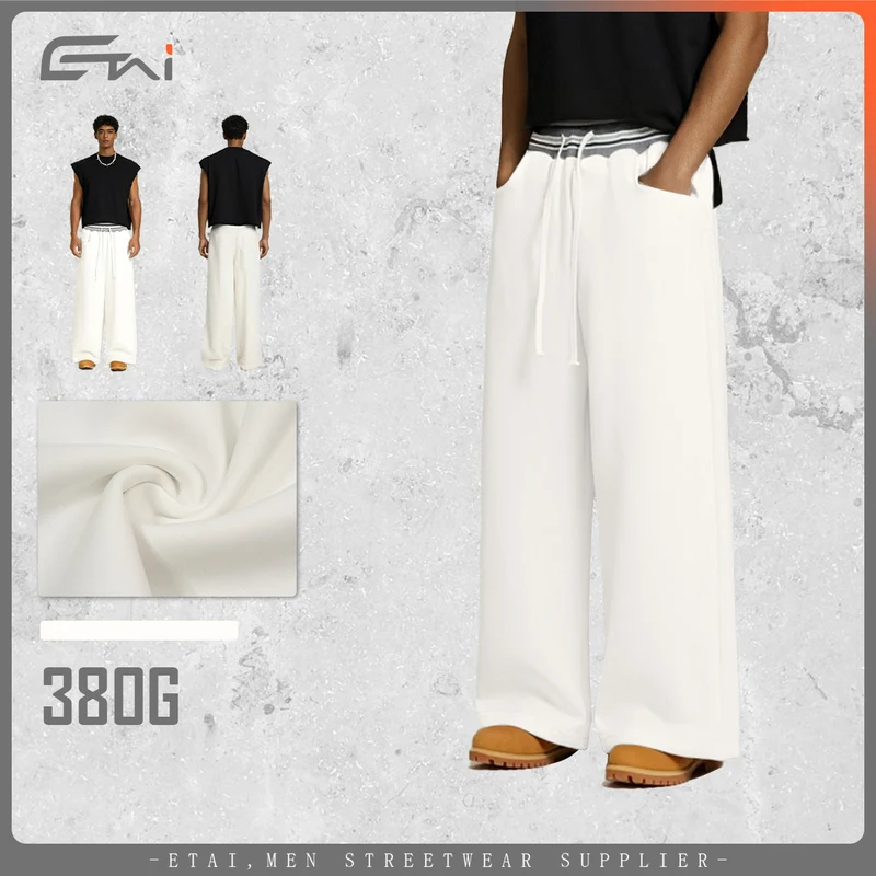 Damen Weite Culotte-Sweathose mit hohem Bund und gestreiftem Rippbündchen Nord Taschen