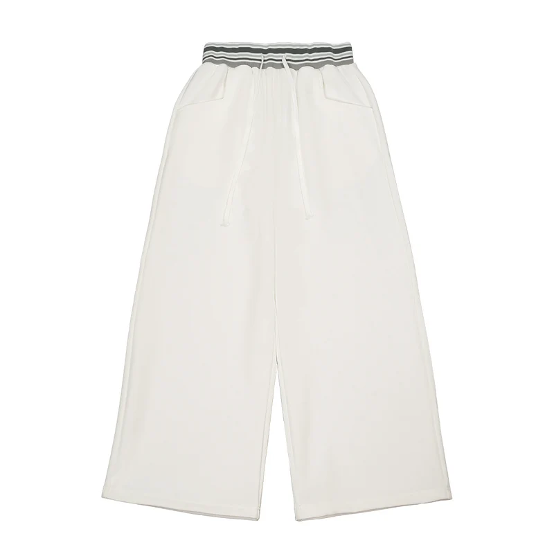 Damen Weite Culotte-Sweathose mit hohem Bund und gestreiftem Rippbündchen Nord Taschen