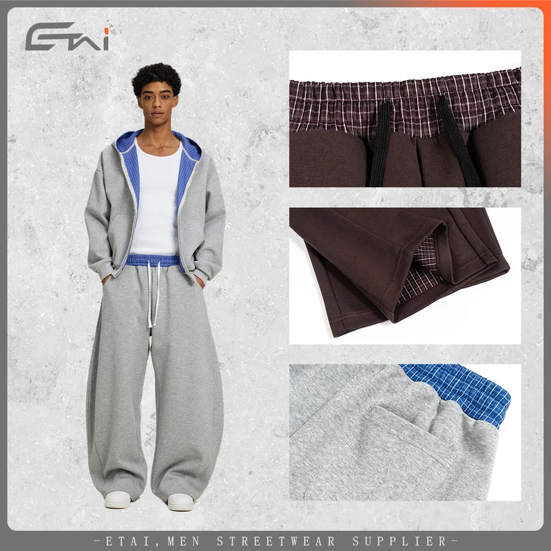 Damen Weite Cropped-Sweathose mit tiefem Schritt, Kordelzug und kontrastierendem Bund Nord Taschen