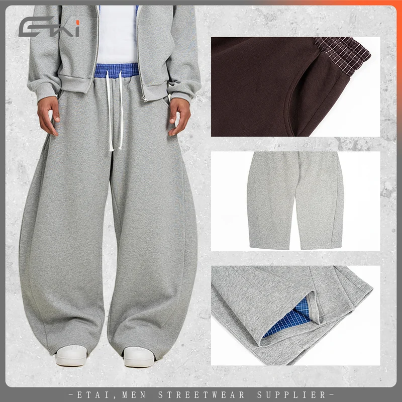 Damen Weite Cropped-Sweathose mit tiefem Schritt, Kordelzug und kontrastierendem Bund Nord Taschen