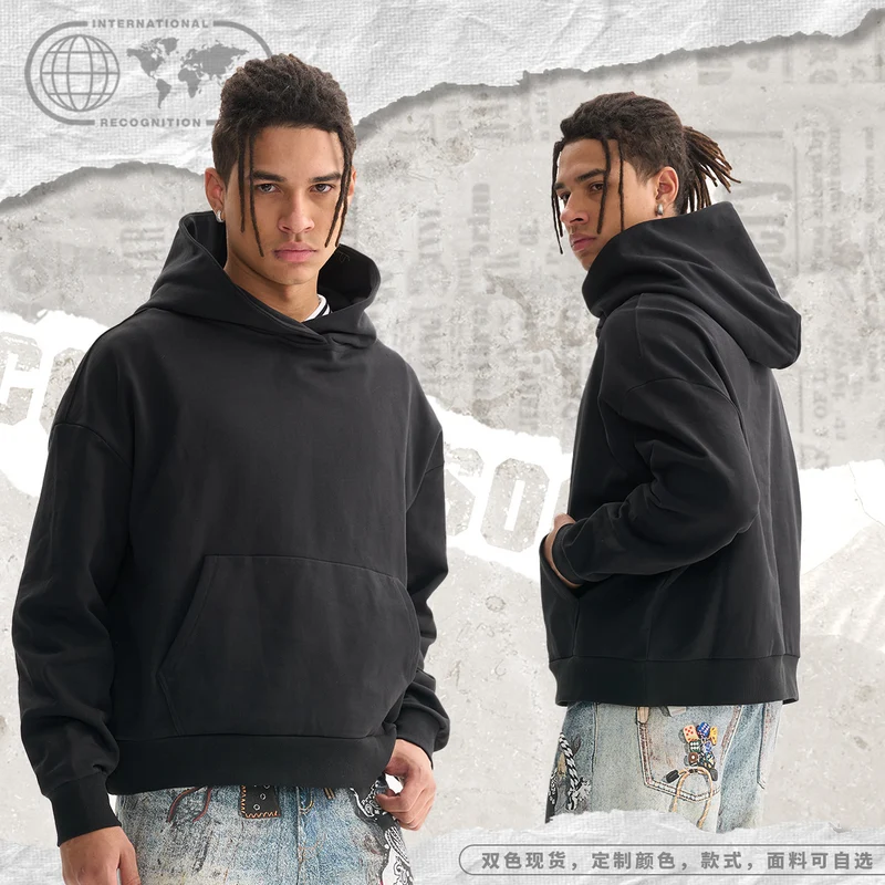 Damen Weit geschnittener Kapuzenpullover mit verkürztem Saum und Kängurutasche Nord Taschen
