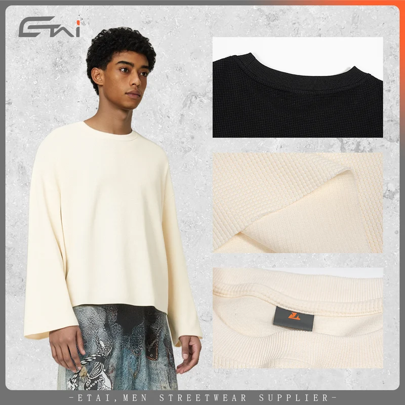 Damen Oversize-Strickpullover mit Waffelstruktur und weitem Ärmel Nord Taschen