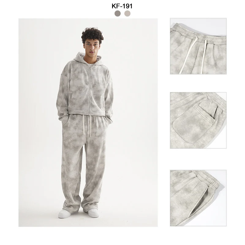 Damen Lässige Sweathose mit geradem Bein, Batik-Effekt und elastischem Bund Nord Taschen