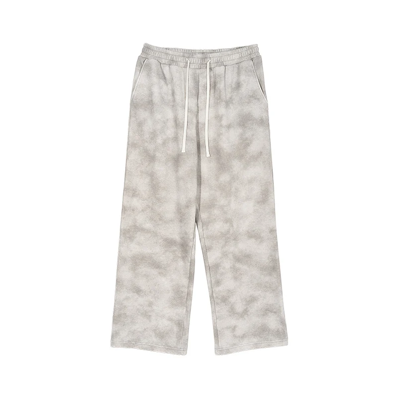 Damen Lässige Sweathose mit geradem Bein, Batik-Effekt und elastischem Bund Nord Taschen