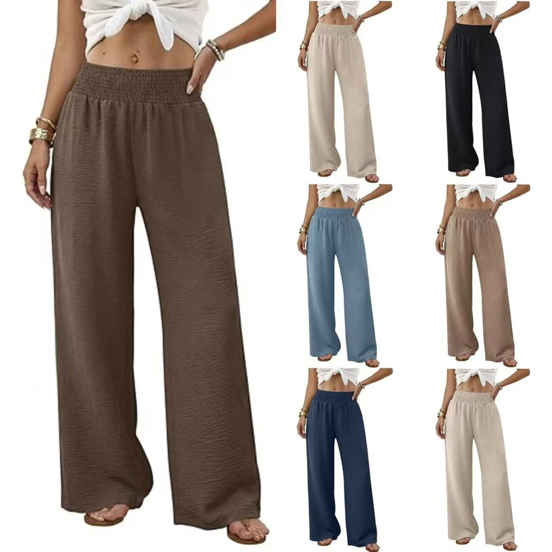 Damen weite Palazzo-Hose mit gerafftem Stretchbund Nord Taschen