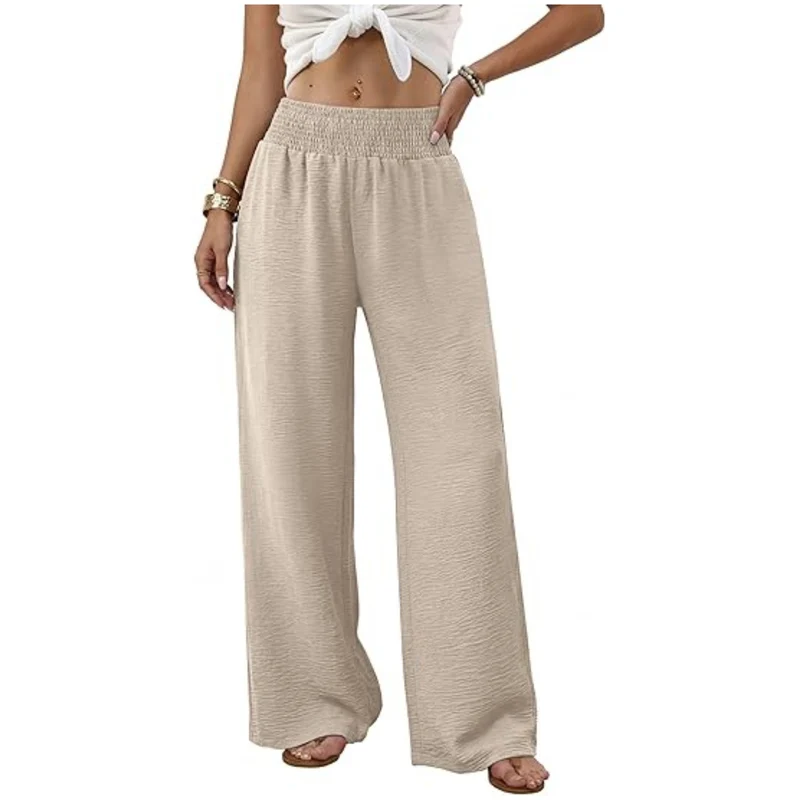 Damen weite Palazzo-Hose mit gerafftem Stretchbund Nord Taschen