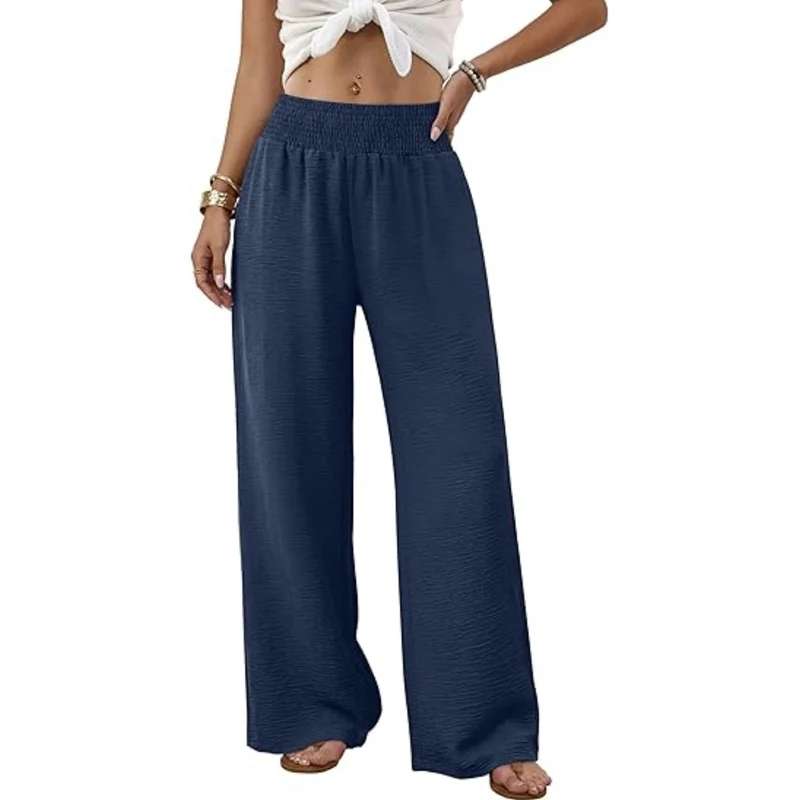 Damen weite Palazzo-Hose mit gerafftem Stretchbund Nord Taschen