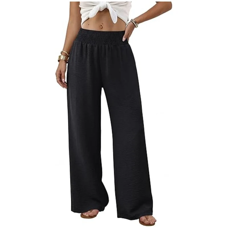 Damen weite Palazzo-Hose mit gerafftem Stretchbund Nord Taschen