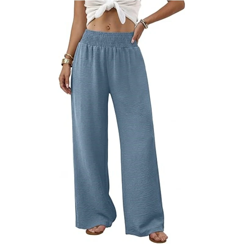 Damen weite Palazzo-Hose mit gerafftem Stretchbund Nord Taschen