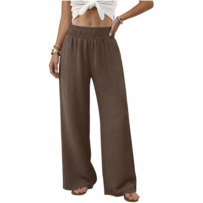 Damen weite Palazzo-Hose mit gerafftem Stretchbund Nord Taschen