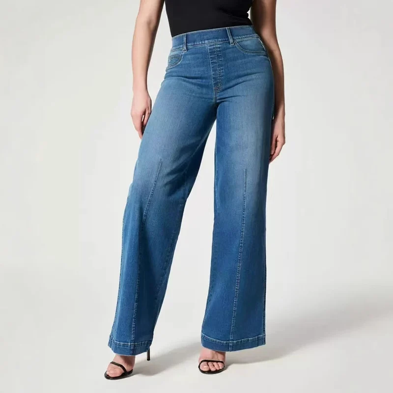 Damen Weite Jeans mit hohem Bund und dezenter Mittelnaht Nord Taschen