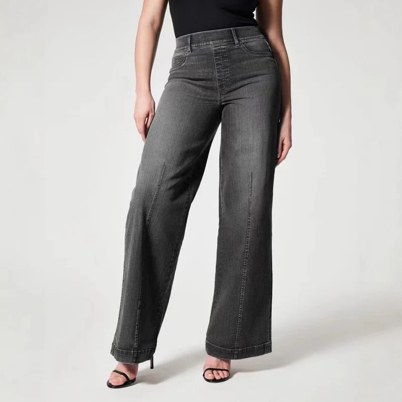 Damen Weite Jeans mit hohem Bund und dezenter Mittelnaht Nord Taschen