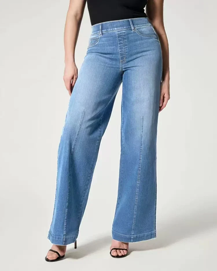 Damen Weite Jeans mit hohem Bund und dezenter Mittelnaht Nord Taschen