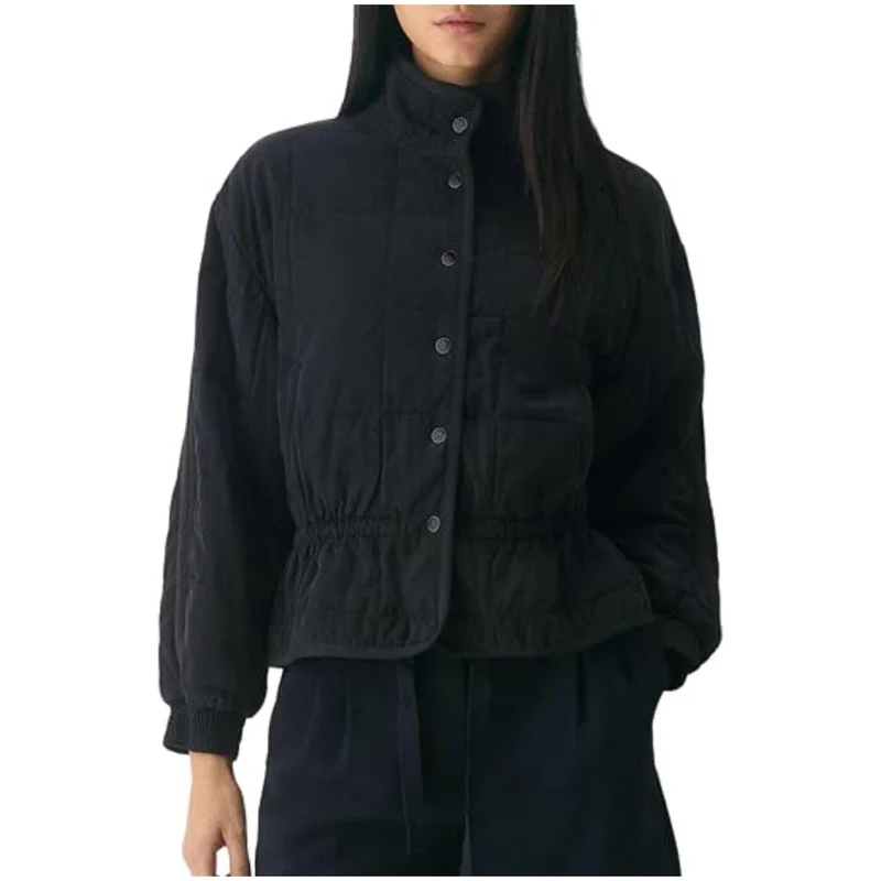 Damen Steppjacke mit Stehkragen und tailliertem Gummizug Nord Taschen