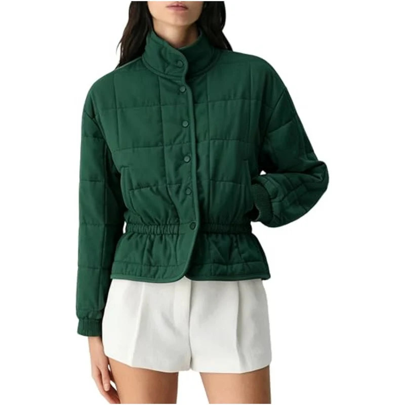 Damen Steppjacke mit Stehkragen und tailliertem Gummizug Nord Taschen
