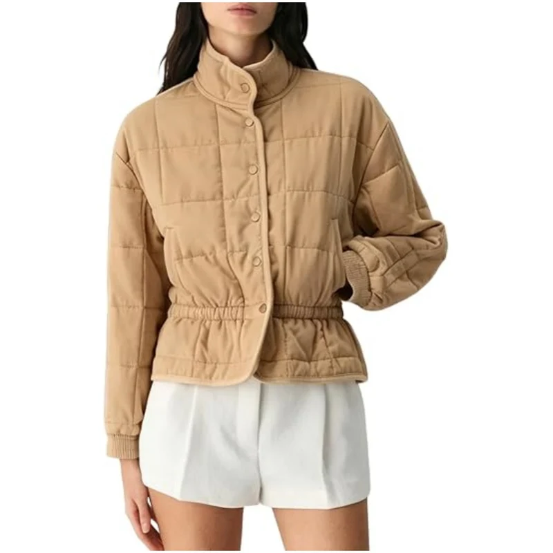 Damen Steppjacke mit Stehkragen und tailliertem Gummizug Nord Taschen