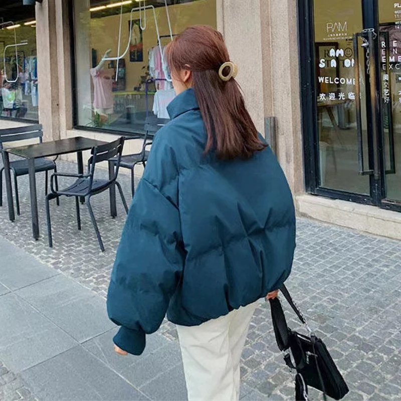 Damen Kurz geschnittene Stepp-Winterjacke mit Stehkragen, Reißverschluss und Rippbündchen Nord Taschen
