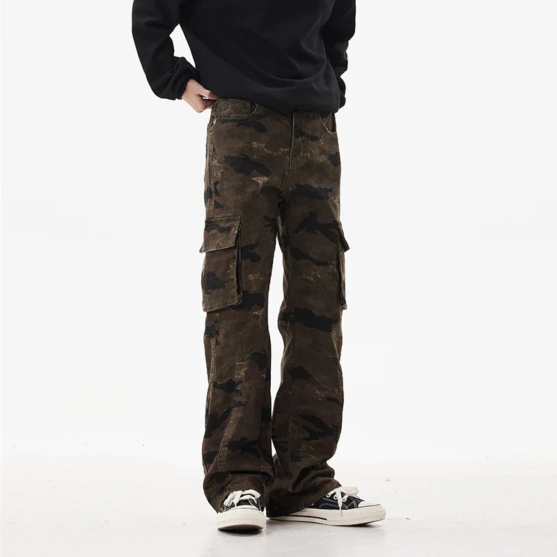 Unisex Cargohose im weiten Marlene-Cut mit Camouflage-Print und großen Pattentaschen Nord Taschen