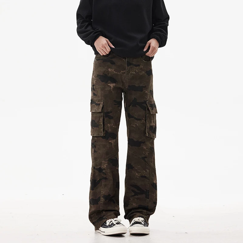 Unisex Cargohose im weiten Marlene-Cut mit Camouflage-Print und großen Pattentaschen Nord Taschen