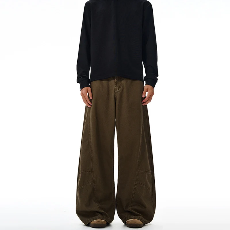 Herren Weitgeschnittene Workwear-Palazzo-Hose aus robustem Baumwoll-Twill mit Paneelnähten Nord Taschen