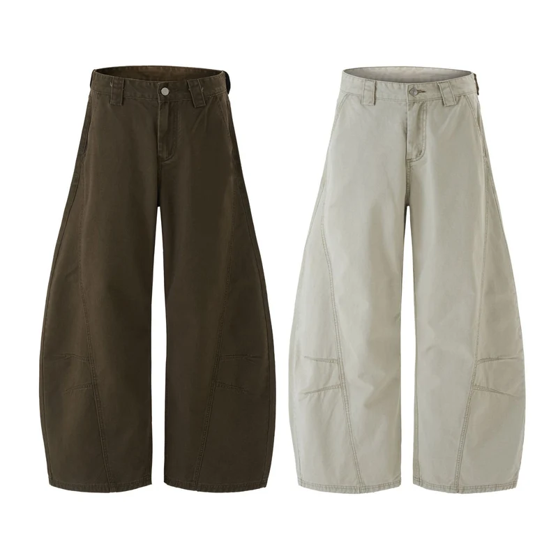 Herren Weitgeschnittene Workwear-Palazzo-Hose aus robustem Baumwoll-Twill mit Paneelnähten Nord Taschen