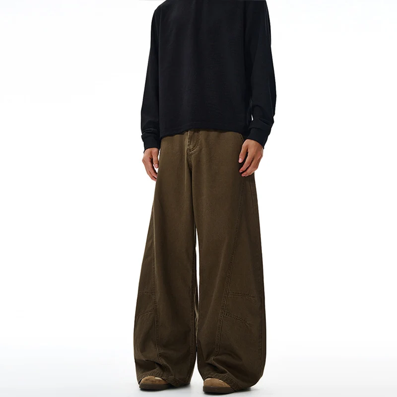 Herren Weitgeschnittene Workwear-Palazzo-Hose aus robustem Baumwoll-Twill mit Paneelnähten Nord Taschen