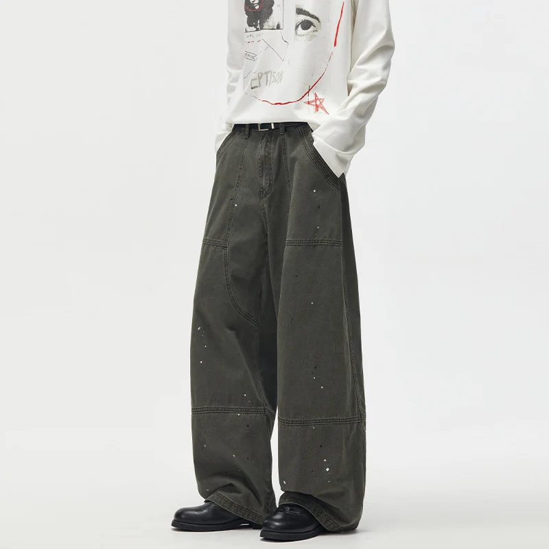 Herren Weitgeschnittene Utility‑Palazzo‑Hose aus schwerem Baumwoll‑Twill mit ergonomischen Knieabnähern Nord Taschen