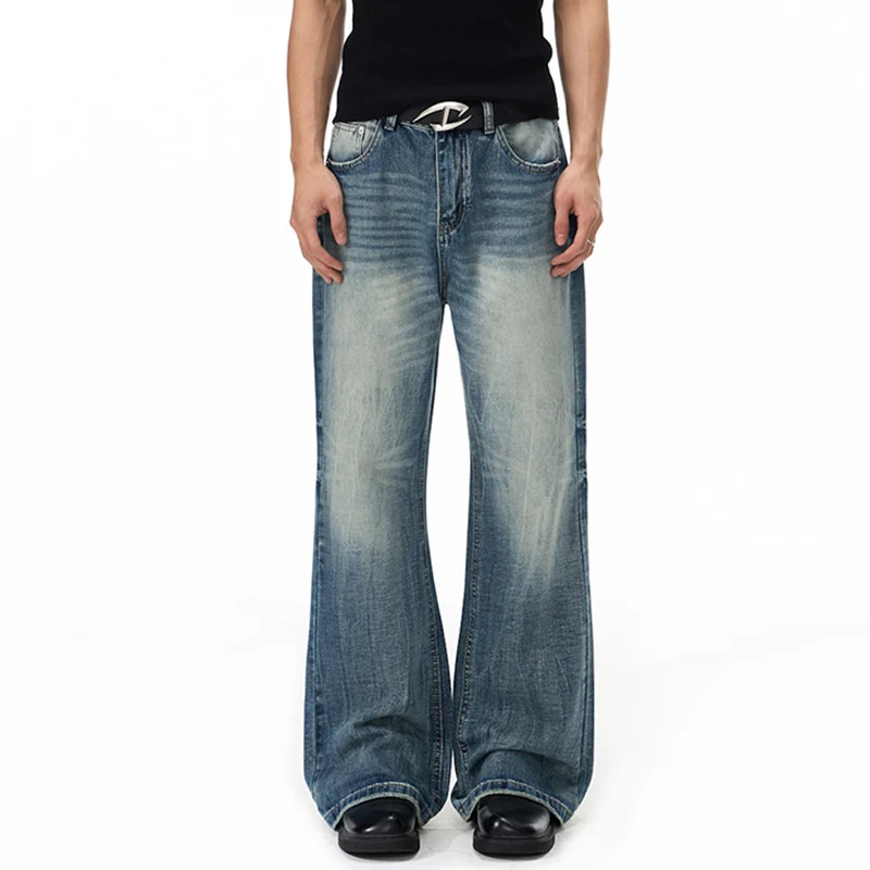 Herren Weitgeschnittene Schlagjeans im Vintage‑Flair mit tiefer Bundlinie und natürlichen Fade-Details Nord Taschen
