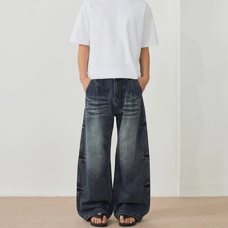 Herren Weitfallende Paneel-Denim-Jeans im Baggy-Schnitt mit verlängertem Saum Nord Taschen