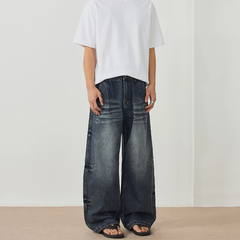 Herren Weitfallende Paneel-Denim-Jeans im Baggy-Schnitt mit verlängertem Saum Nord Taschen