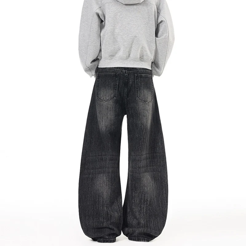 Herren Weite Vintage-inspirierte Denim‑Palazzohose mit verlängerter Saumlage und soften Bleach‑Effekten Nord Taschen
