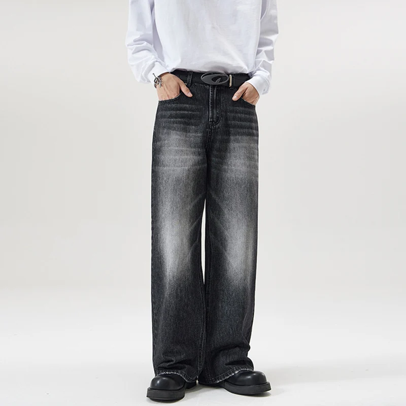 Herren Weite Vintage-Denim-Jeans mit ausgeprägtem Fade und geradem Bein Nord Taschen