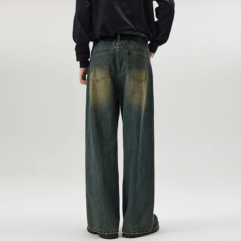 Herren Weite Vintage-Denim-Jeans mit ausgeprägtem Fade und geradem Bein Nord Taschen