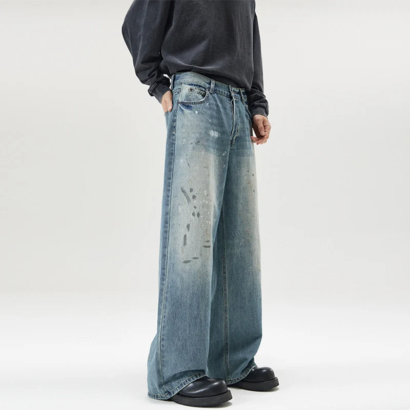 Herren Weite Vintage-Denim-Jeans im Painter-Look mit tiefem Schritt und geradem Saum Nord Taschen