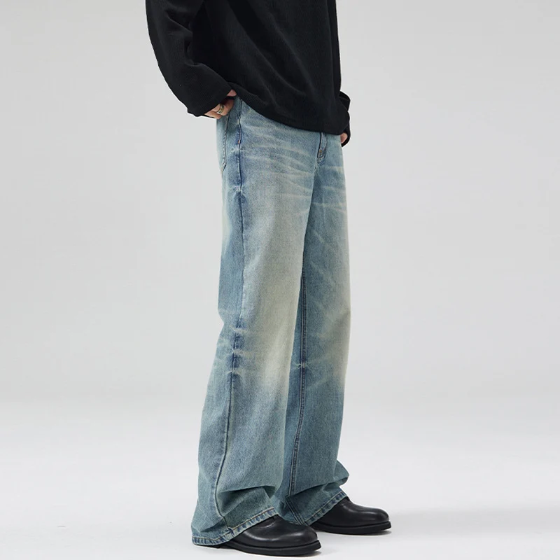 Herren Weite Vintage-Denim-Jeans im lässigen Palazzoschnitt mit tiefem Schritt Nord Taschen