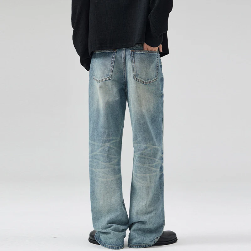 Herren Weite Vintage-Denim-Jeans im lässigen Palazzoschnitt mit tiefem Schritt Nord Taschen