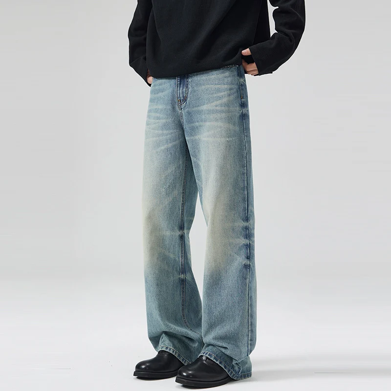 Herren Weite Vintage-Denim-Jeans im lässigen Palazzoschnitt mit tiefem Schritt Nord Taschen