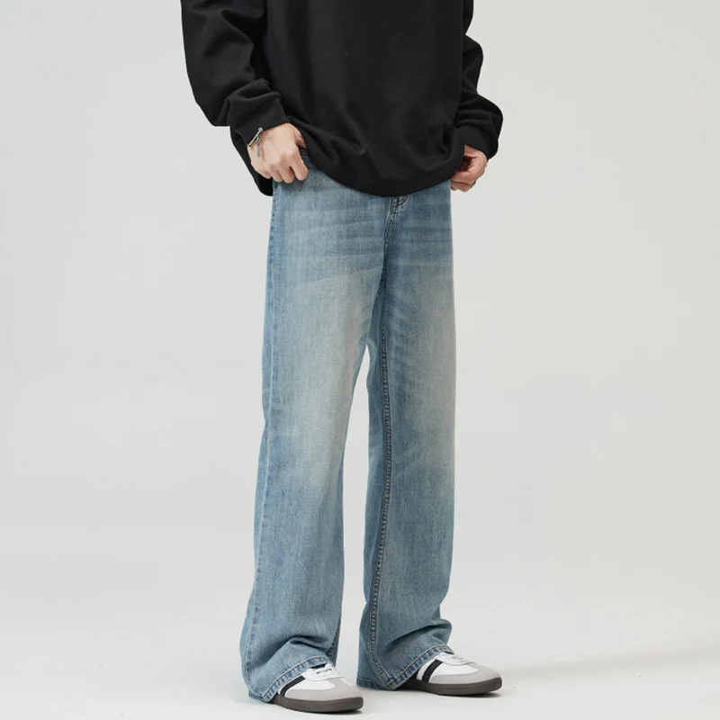 Herren Weite verwaschene Baggy-Jeans mit ausgestelltem Bein und verlängertem Saum Nord Taschen