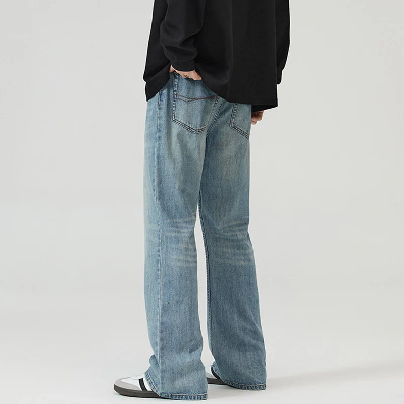 Herren Weite verwaschene Baggy-Jeans mit ausgestelltem Bein und verlängertem Saum Nord Taschen