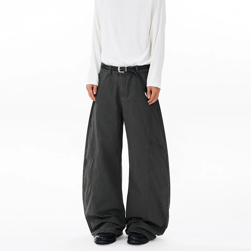 Herren Weite Twill-Palazzo-Hose mit tiefem Schritt und verstärkten Nähten Nord Taschen