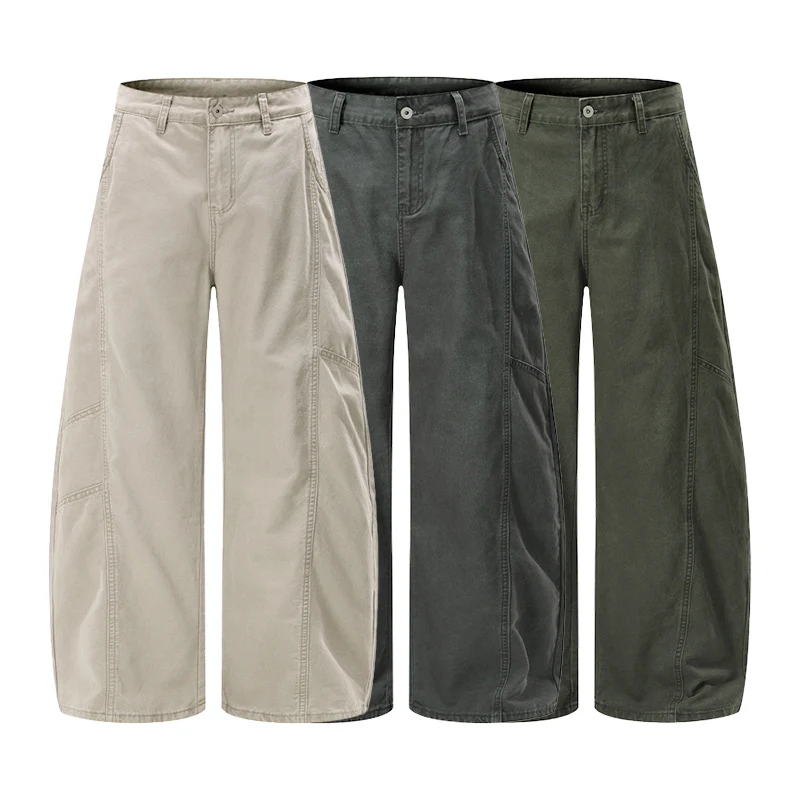 Herren Weite Twill-Palazzo-Hose mit tiefem Schritt und verstärkten Nähten Nord Taschen