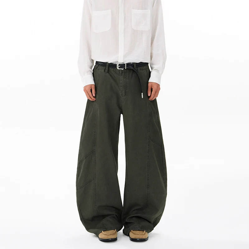 Herren Weite Twill-Palazzo-Hose mit tiefem Schritt und verstärkten Nähten Nord Taschen