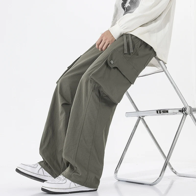 Herren Weite Twill-Cargohose mit Kordelbund und großen Patten-Taschen Nord Taschen